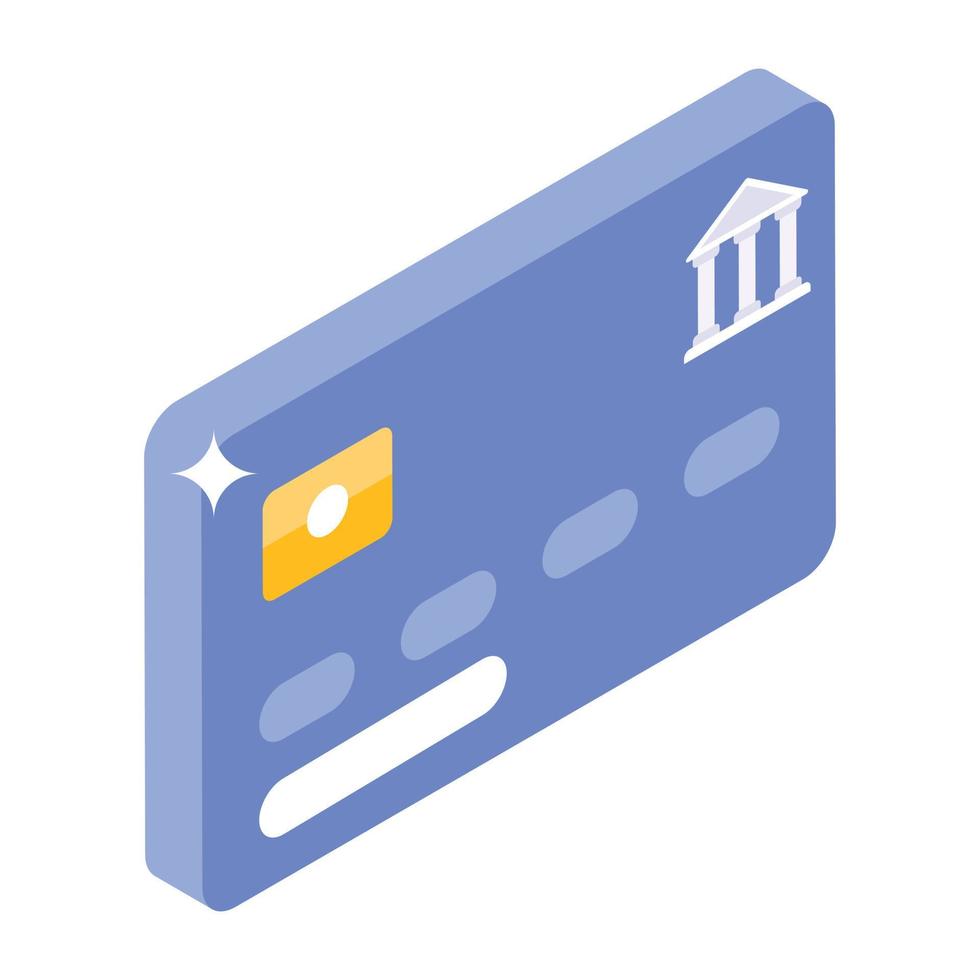 Debit card in unique isometric icon vector