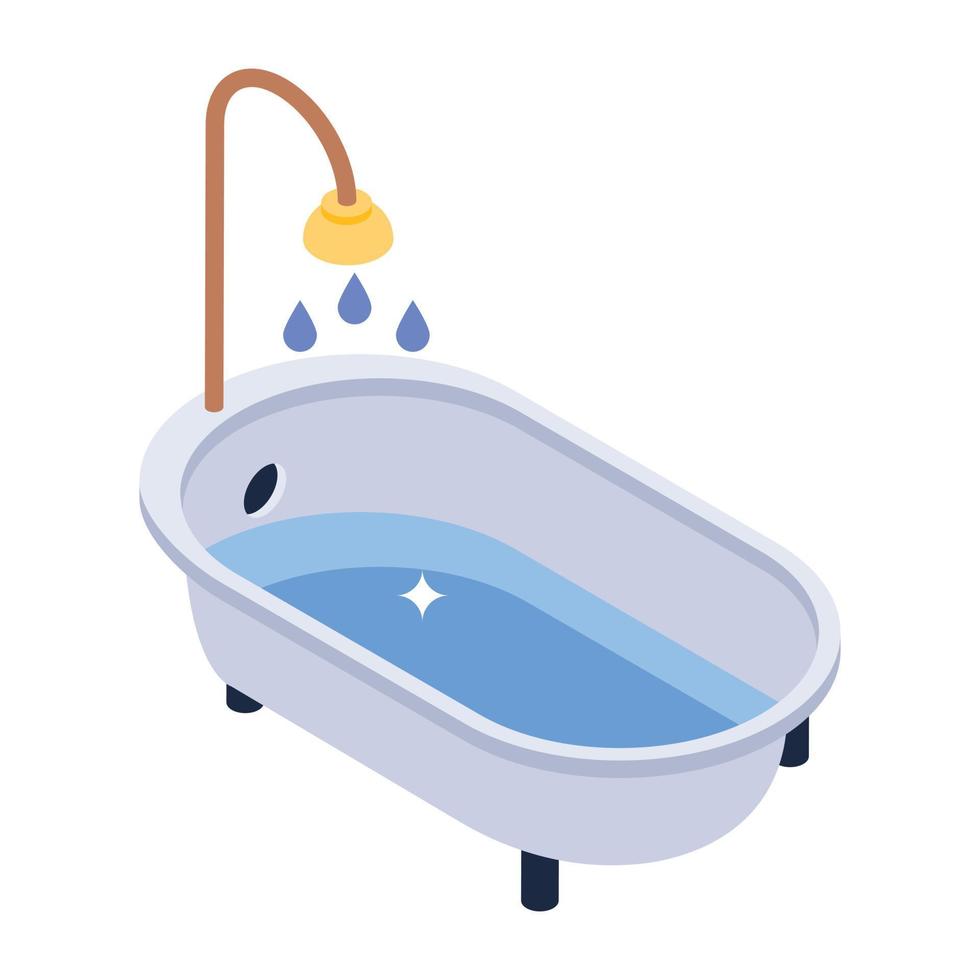 Bathtub in trendy unique isometric icon vector