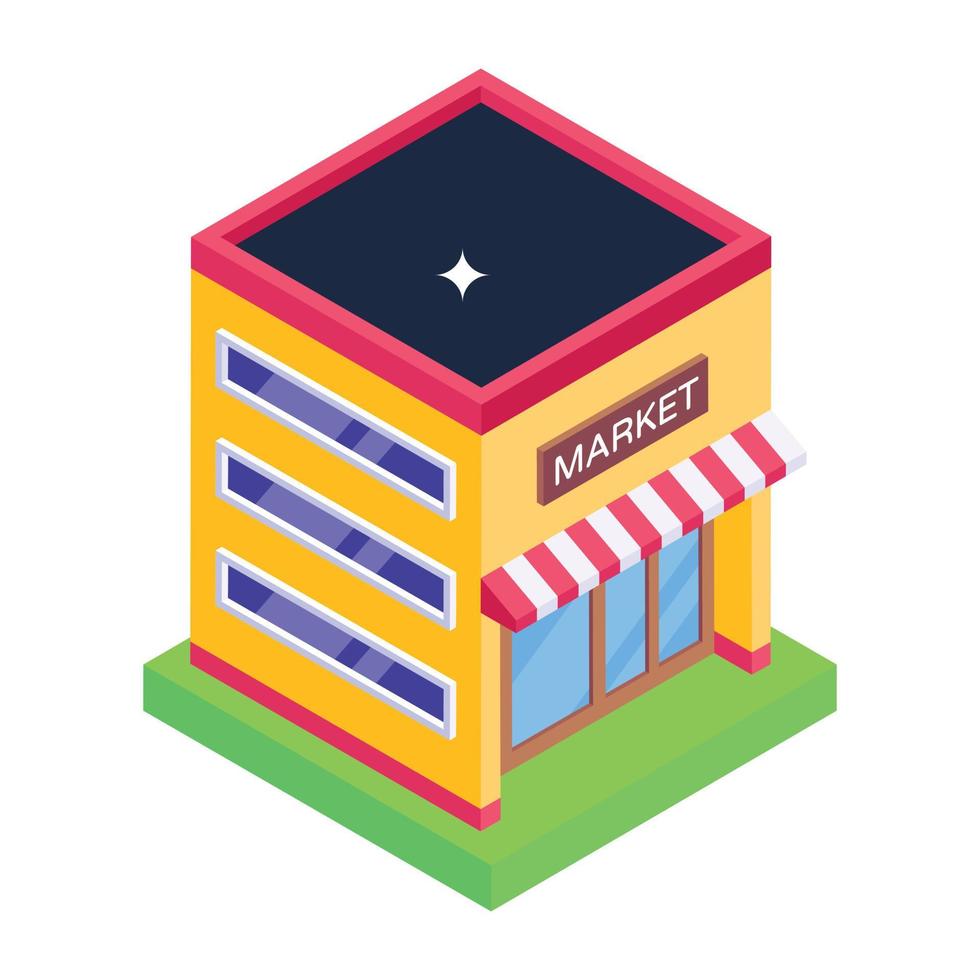 Shop in editable isometric icon vector