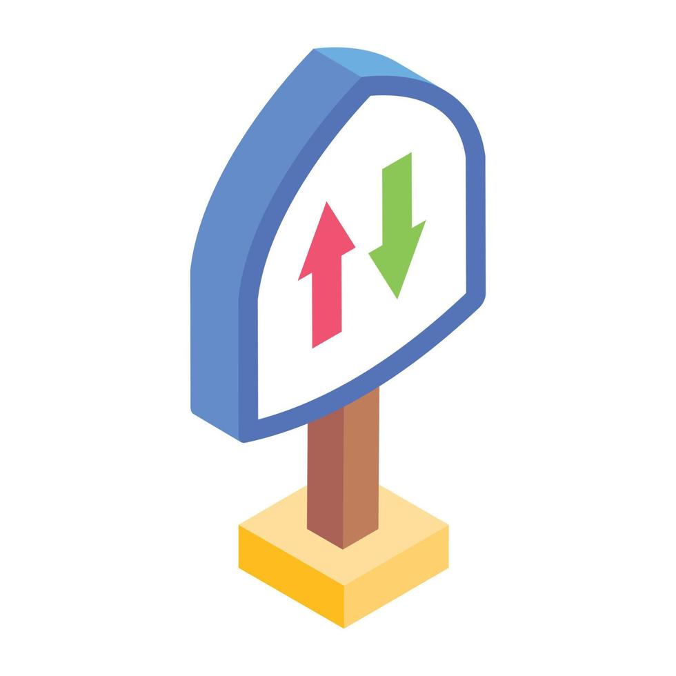 Trendy editable isometric style icon of road directions vector