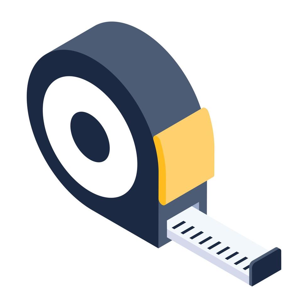Measuring tape in isometric icon, editable vector