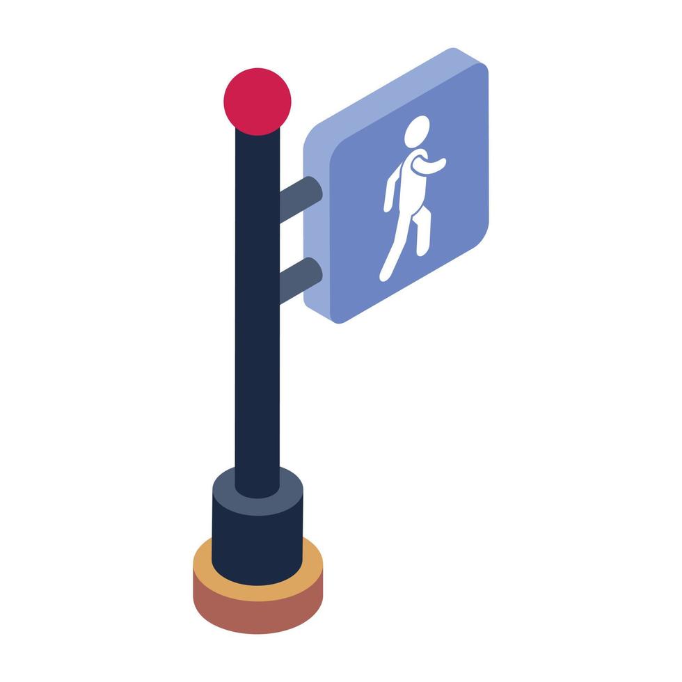 Trendy editable isometric style icon of pedestrian roadboard vector