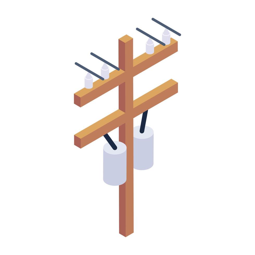 Electric pole in isometric icon, trendy vector
