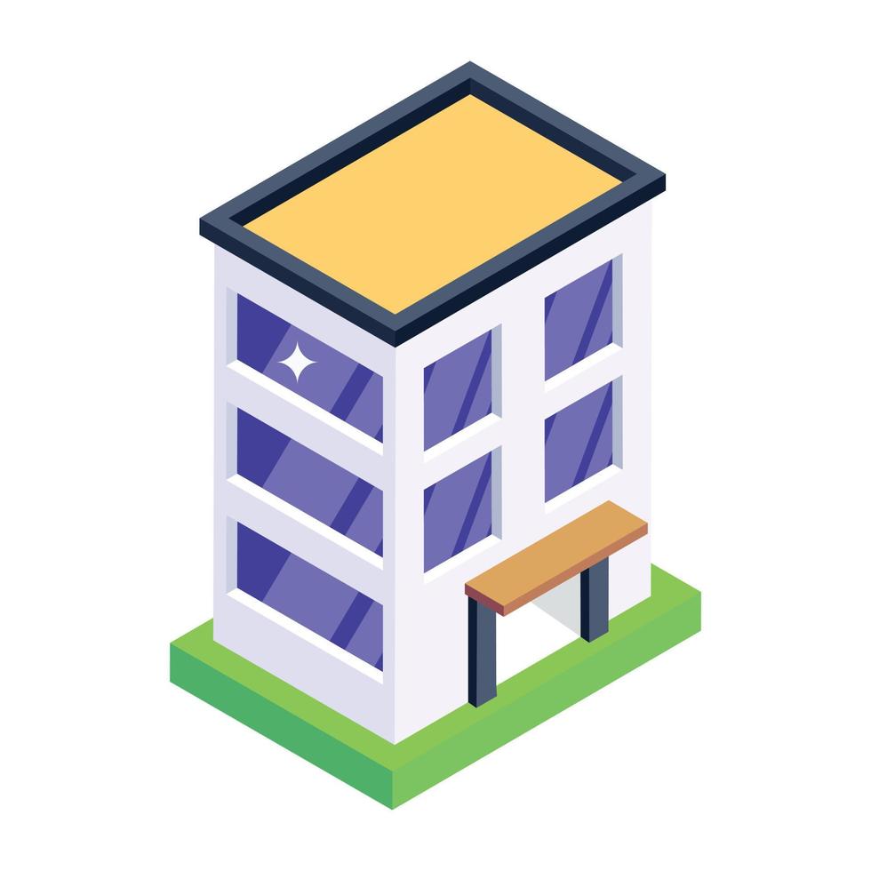 Building in isometric editable icon vector