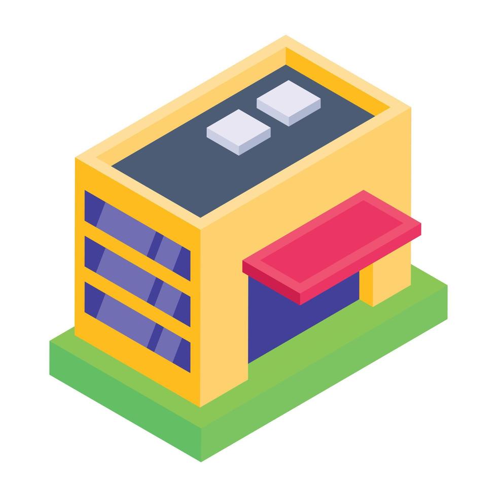 Shop in editable isometric icon vector