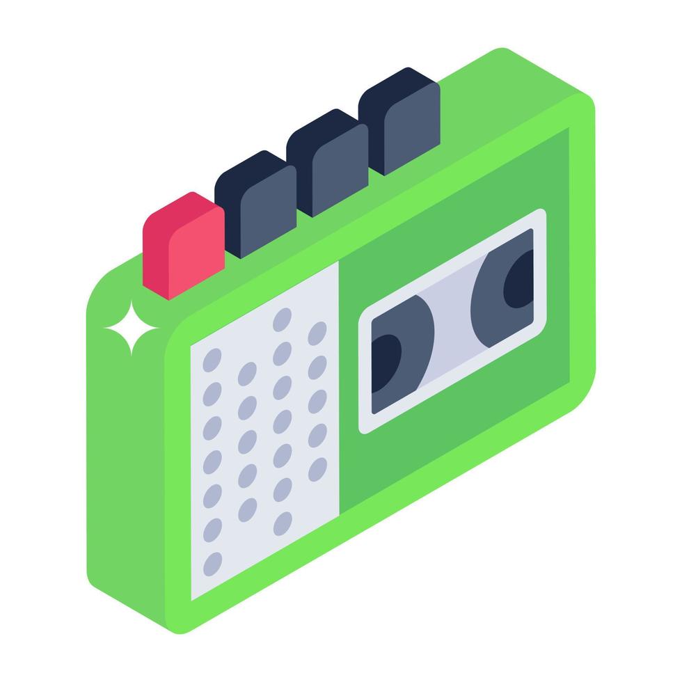 Cassette player icon, editable isometric design vector