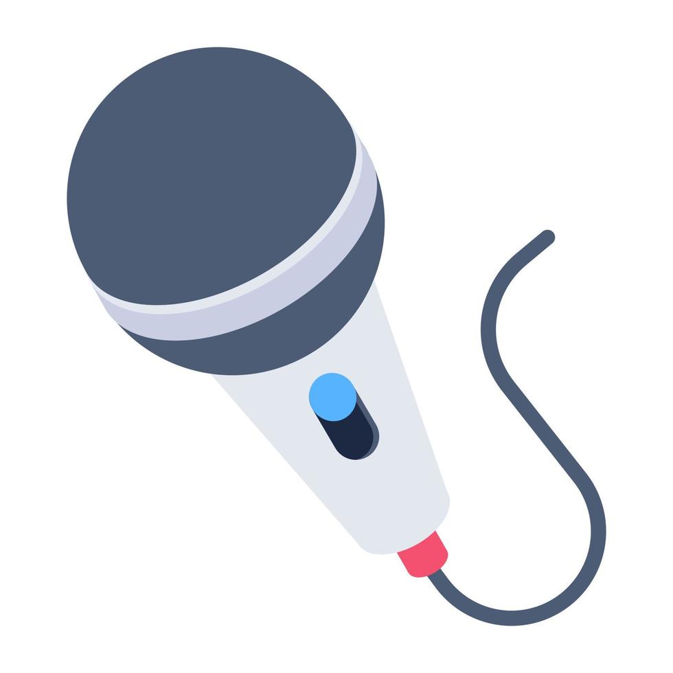 Singing device icon, isometric design of mic vector
