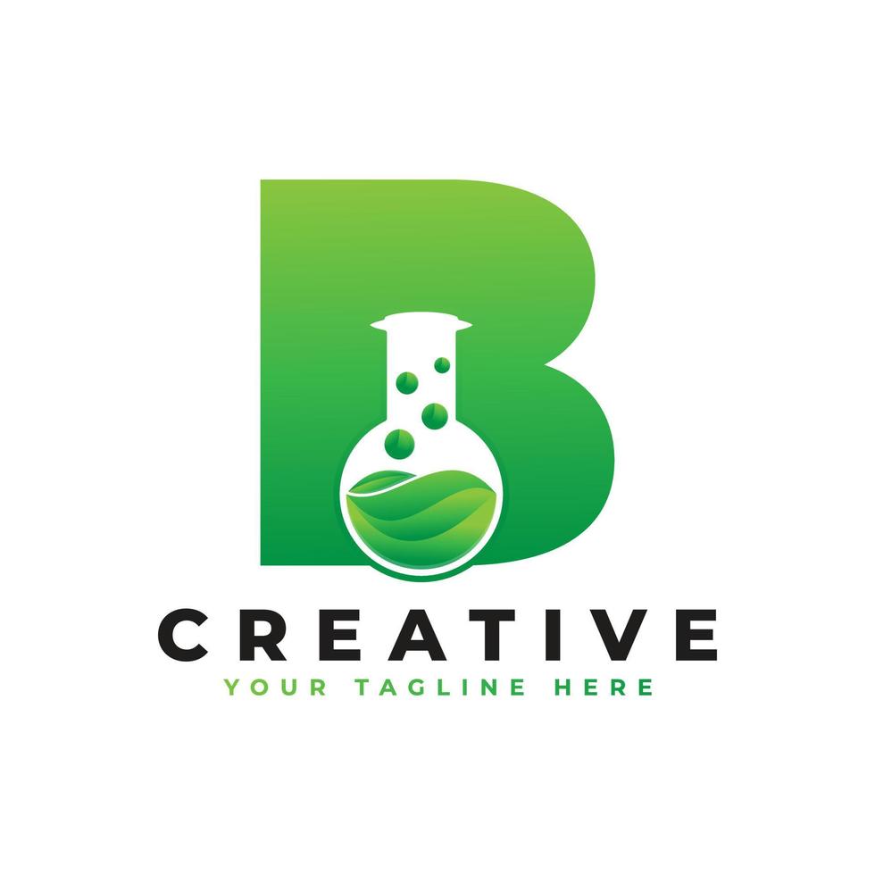 letra b con logo de laboratorio abstracto. utilizable para logotipos de negocios, ciencia, salud, medicina, laboratorio, química y naturaleza. vector