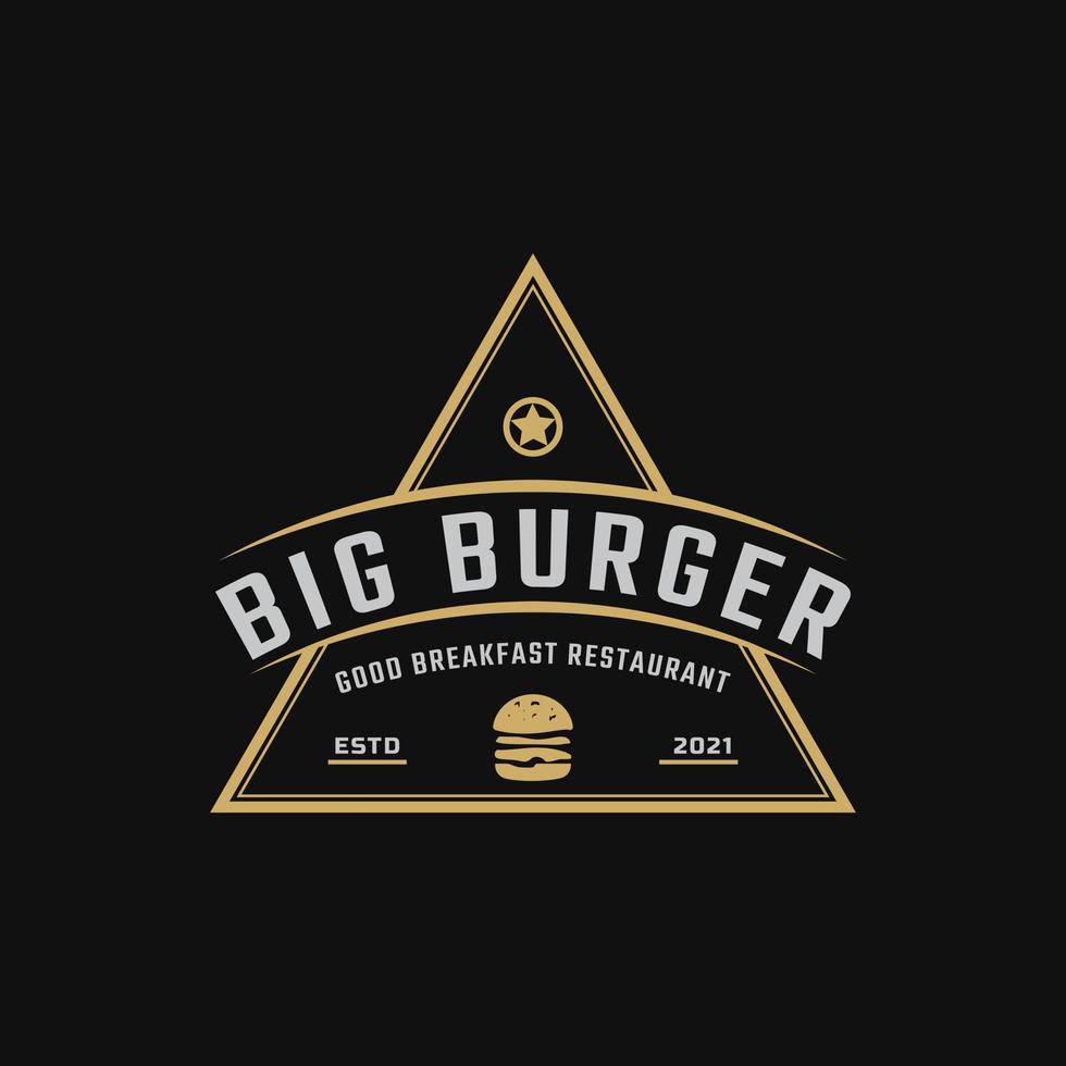 Classic Vintage Retro Label Badge Emblem Ham Beef Patty Burger for Fast Food Restaurant Logo Design Inspiration vector