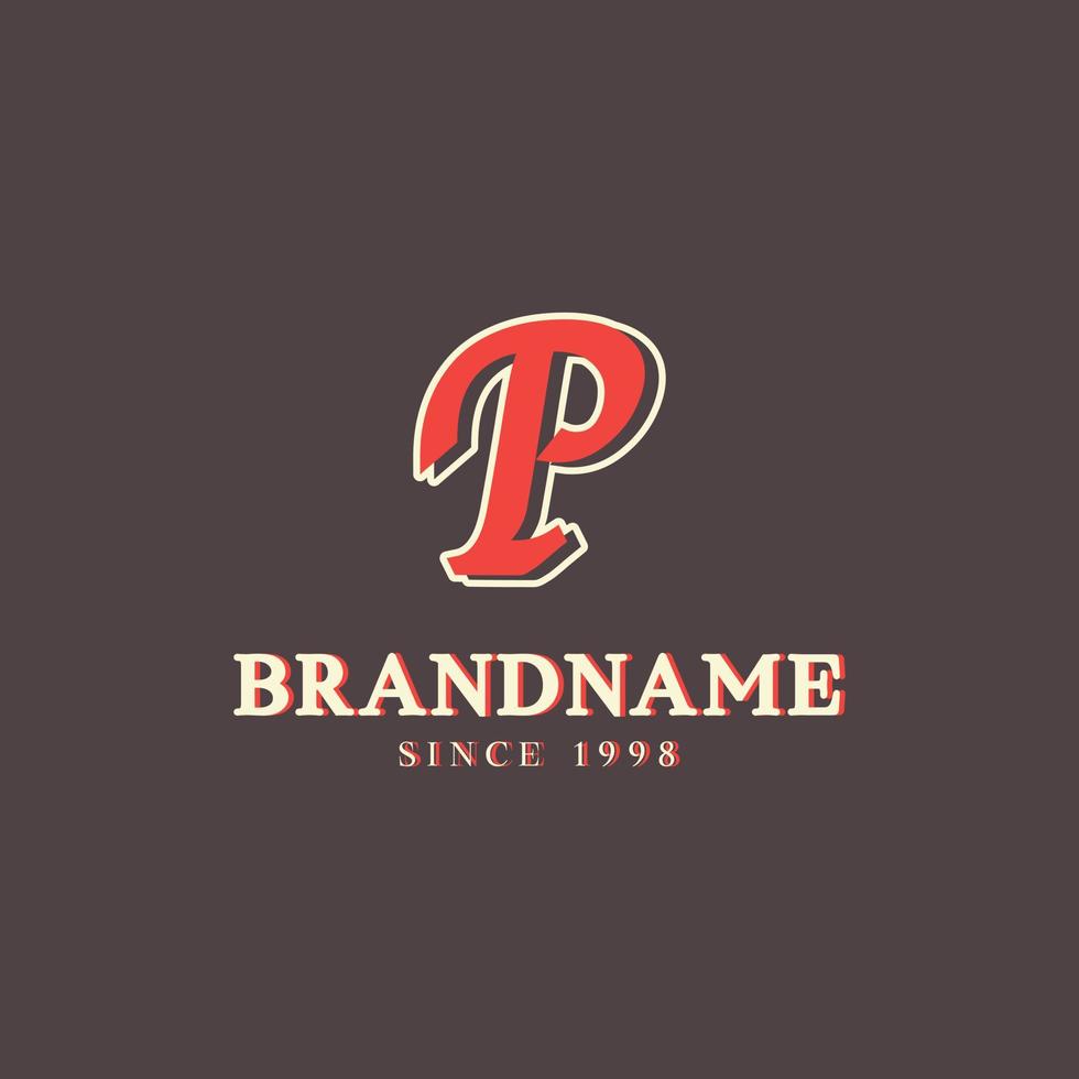 Retro Letter P Logo in Vintage Western Style with Double Layer. Usable for Vector Font, Labels, Posters etc