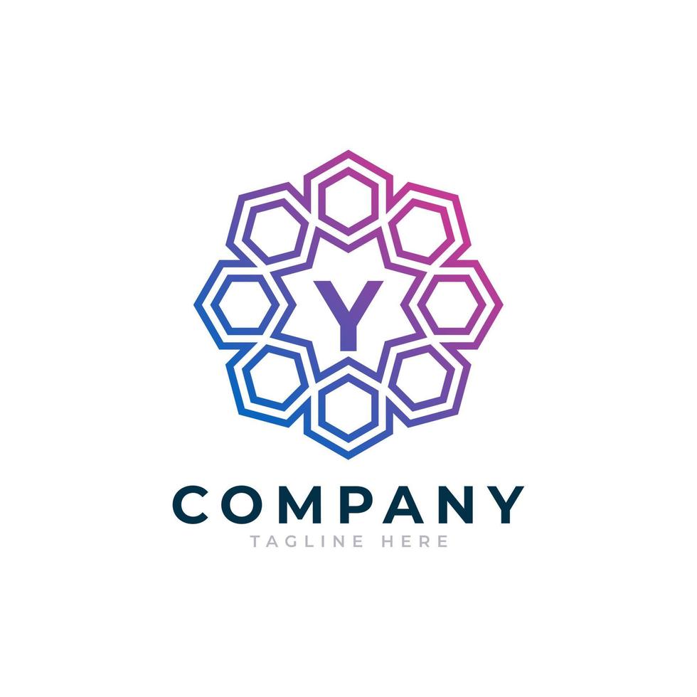 Letter Y Inside Hexagon Shape Logo Design Template Element vector