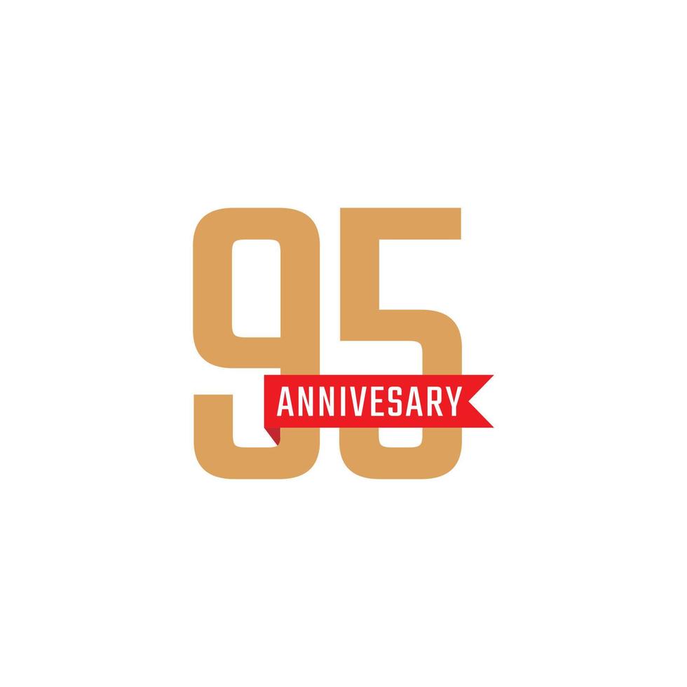 95 Year Anniversary Celebration with Red Ribbon Vector. Happy Anniversary Greeting Celebrates Template Design Illustration vector