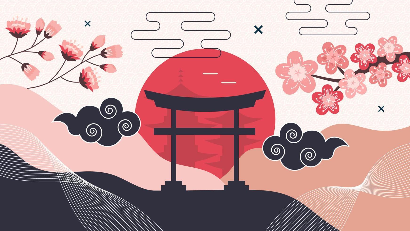 Japanese Style Art Element Background vector