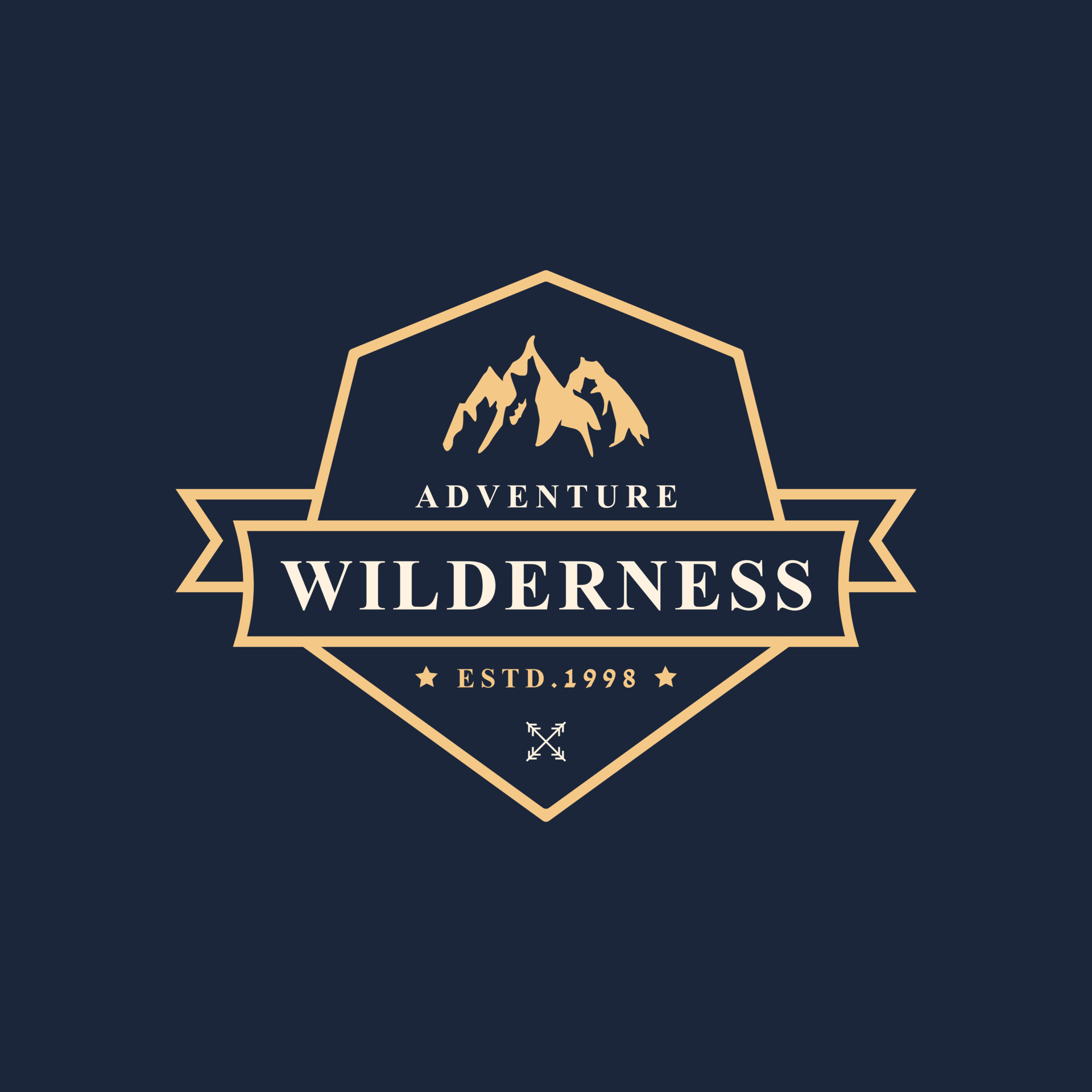 Vintage Retro Badge Wilderness Mountain Adventure Logo for Outdoor Camp ...