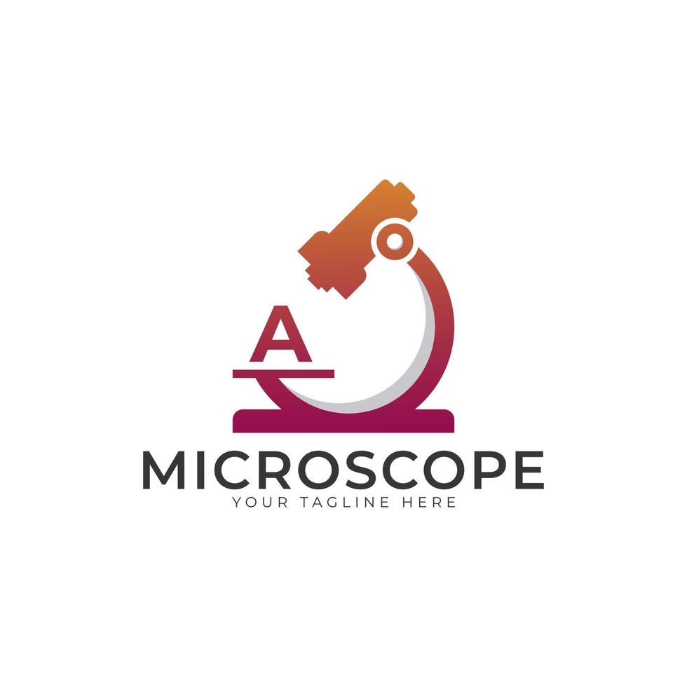 Laboratory Logo. Initial Letter A Microscope Logo Design Template Element. vector