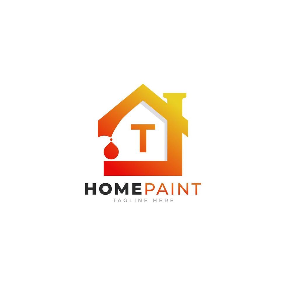 Initial Letter T Home Paint Real Estate Logo Design Inspiration vector