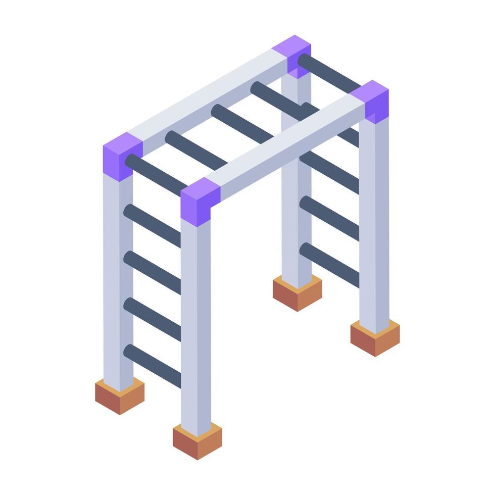 icono de escalera deportiva de estilo isométrico, equipo de gimnasio vector