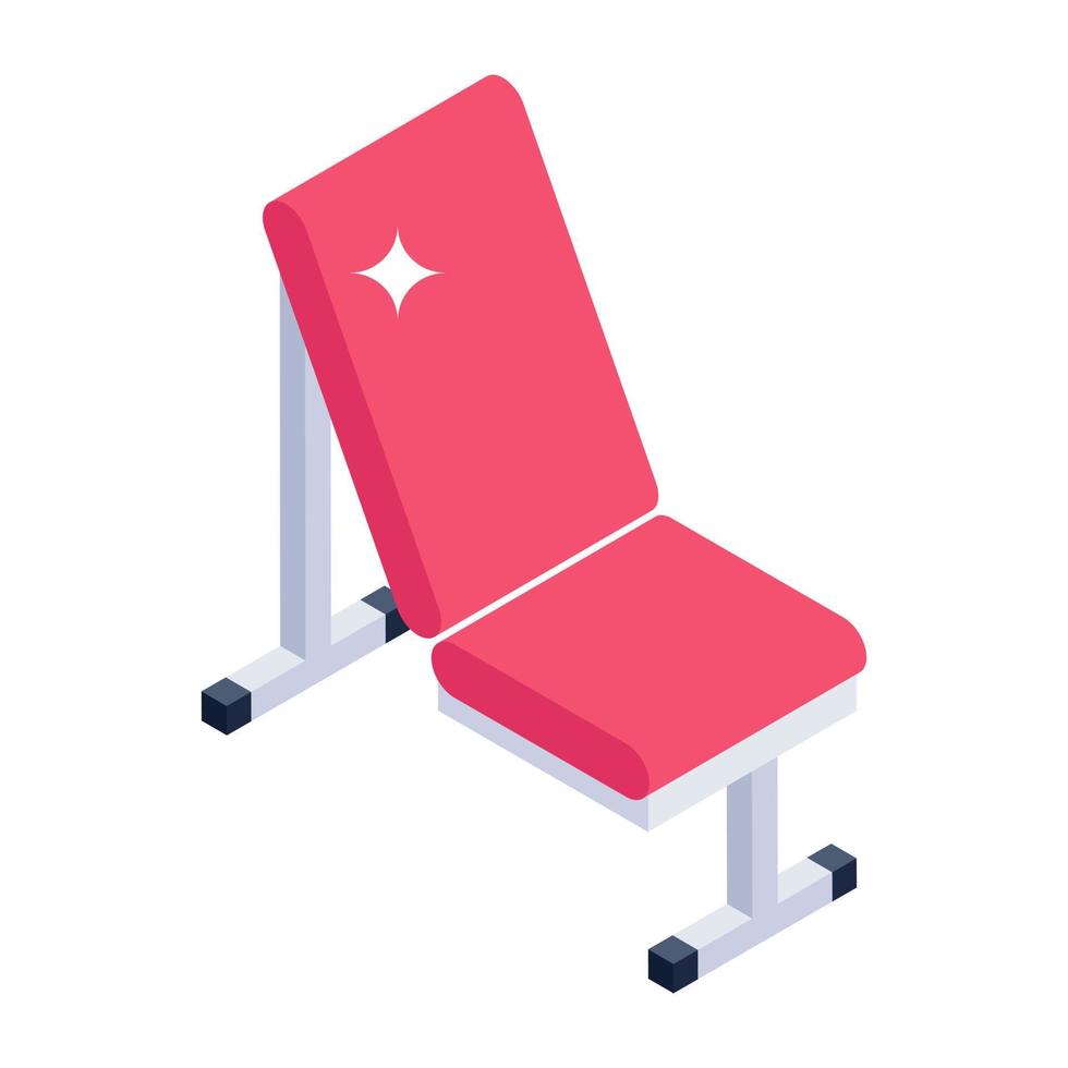 Abdominal bench icon of isometric style, gym equipment vector