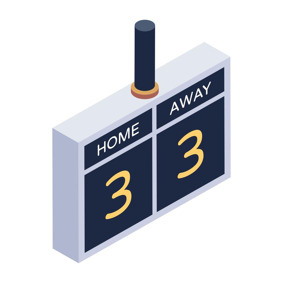 Displaying sports teams status, scoreboard icon of isometric style vector