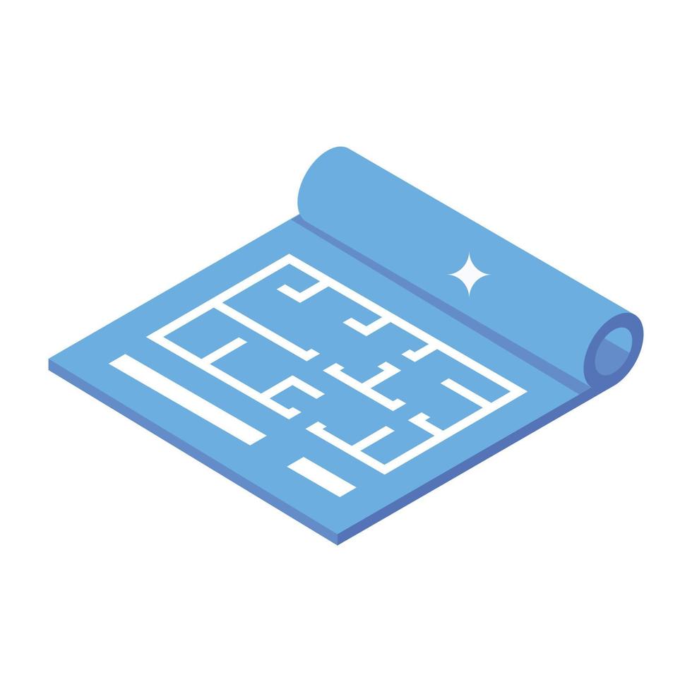 Blueprint in trendy editable isometric icon vector