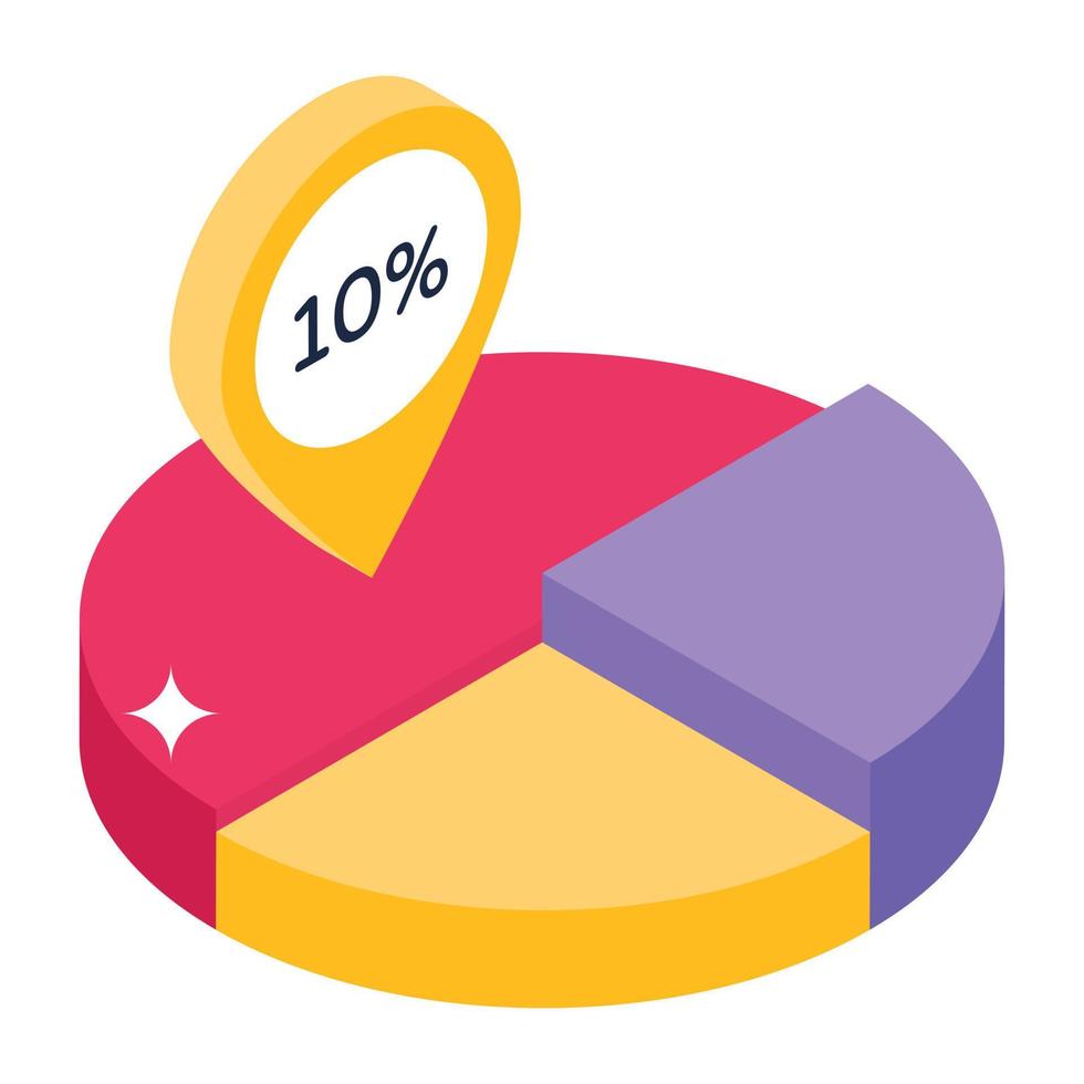 Circle chart in isometric icon vector