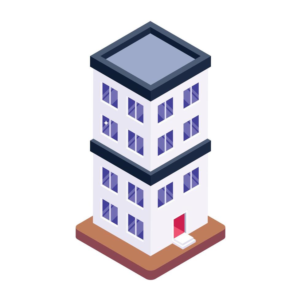 edificio en icono isométrico editable vector