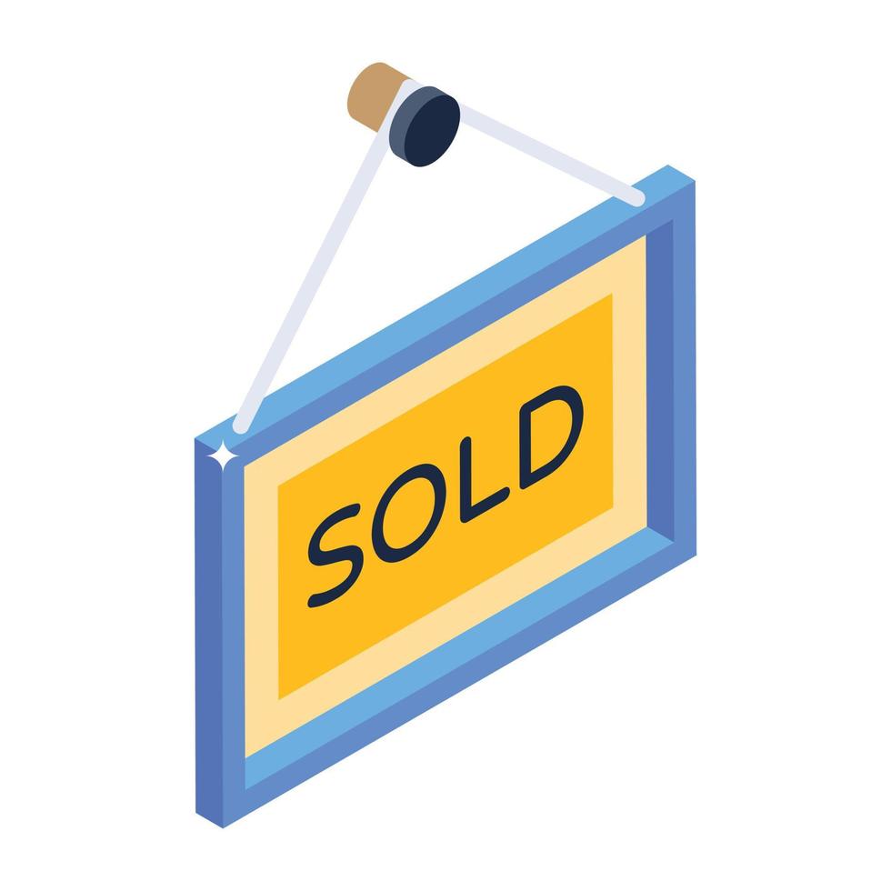 Property sale board in trendy isometric editable icon vector