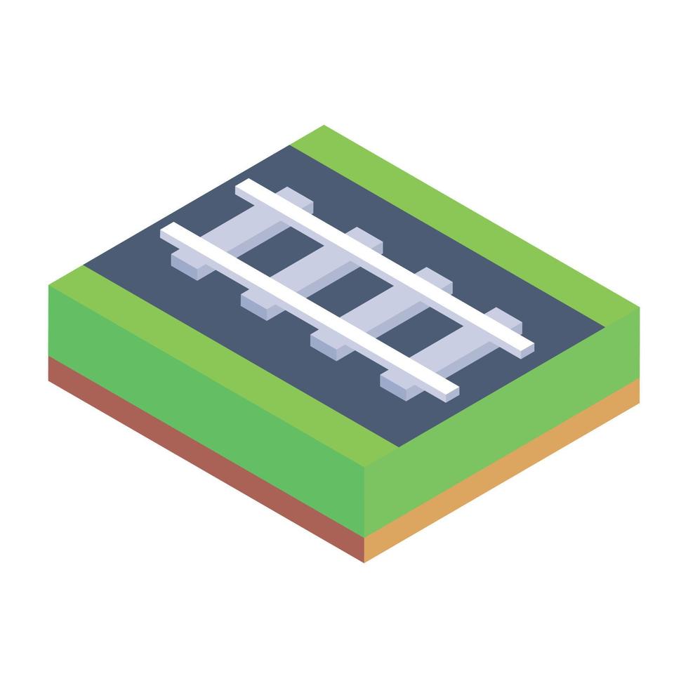 Railway track isometric icon, editable vector