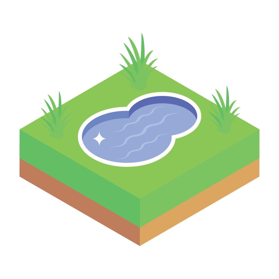 Editable isometric icon of park pool vector