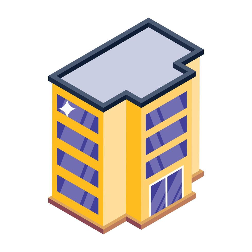 Commercial building in isometric editable icon vector