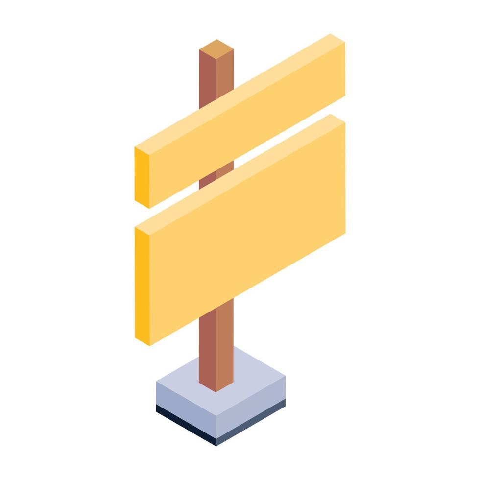 Trendy editable isometric style icon of road Directions sign vector