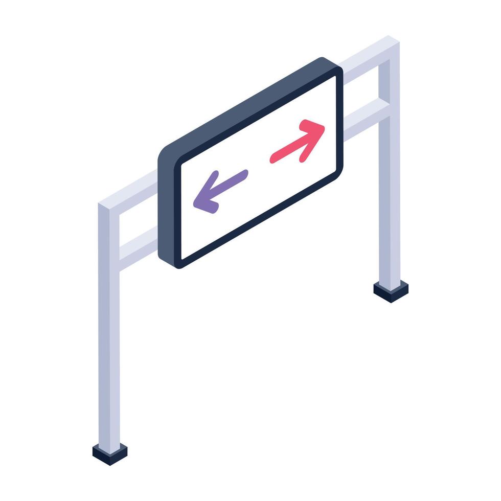 Trendy editable isometric style icon of road Directions sign vector