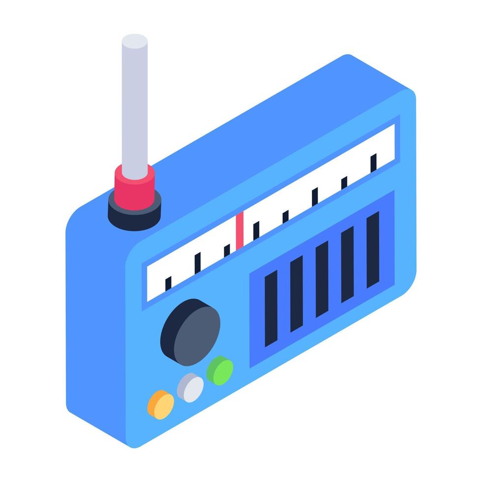 dispositivo de radiodifusión, diseño isométrico de radio. vector