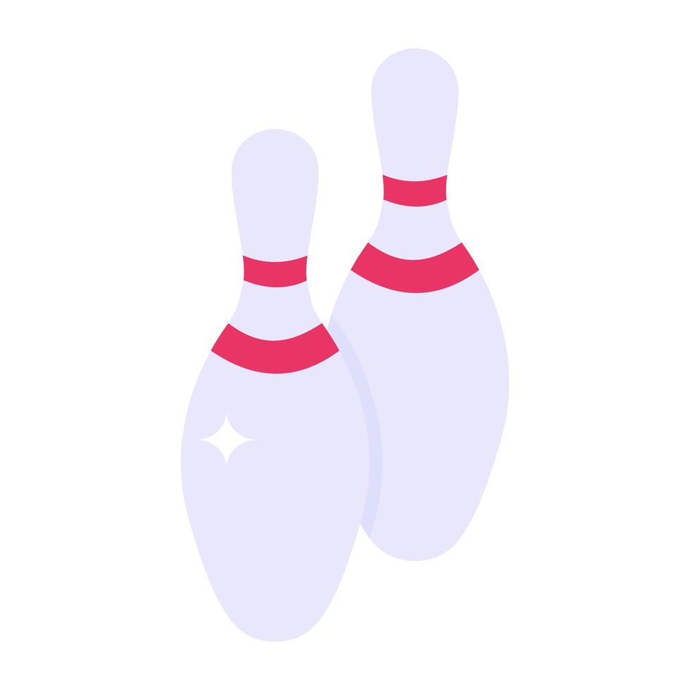 Indoor skittles game, isometric icon of bowling pins vector