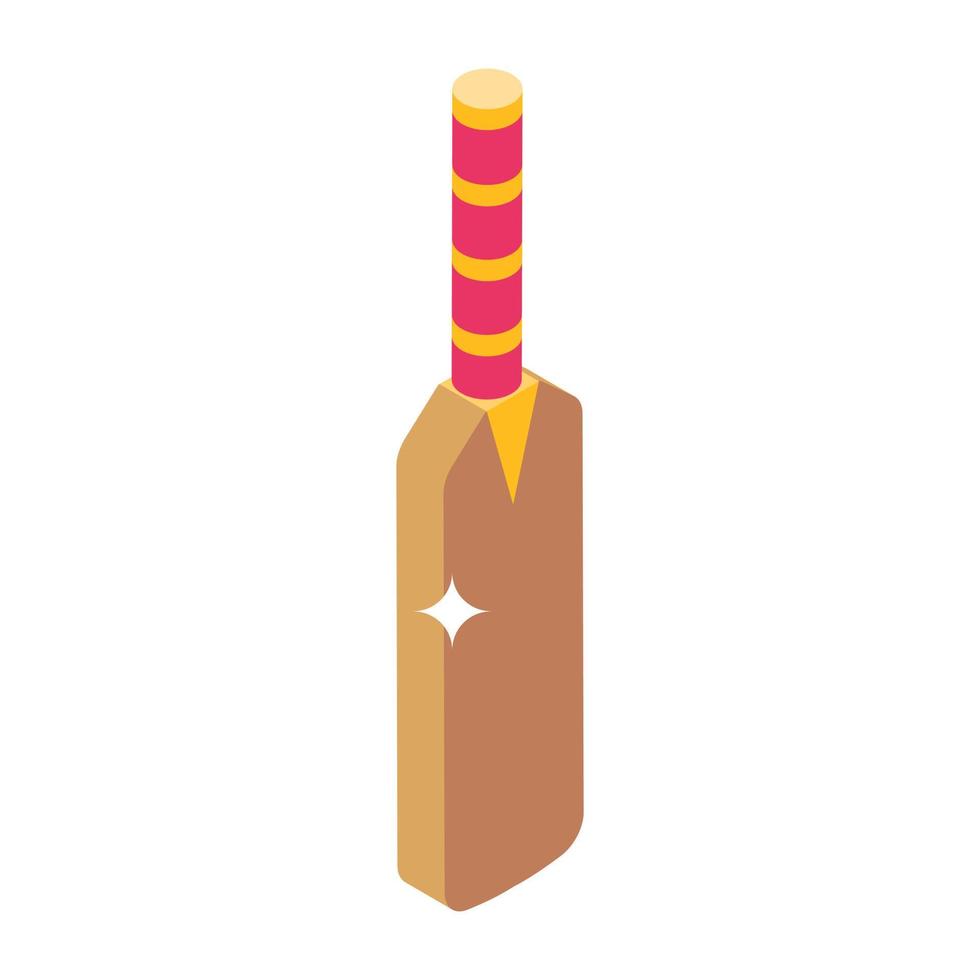 Cricket bat icon of isometric style, sports accessory vector