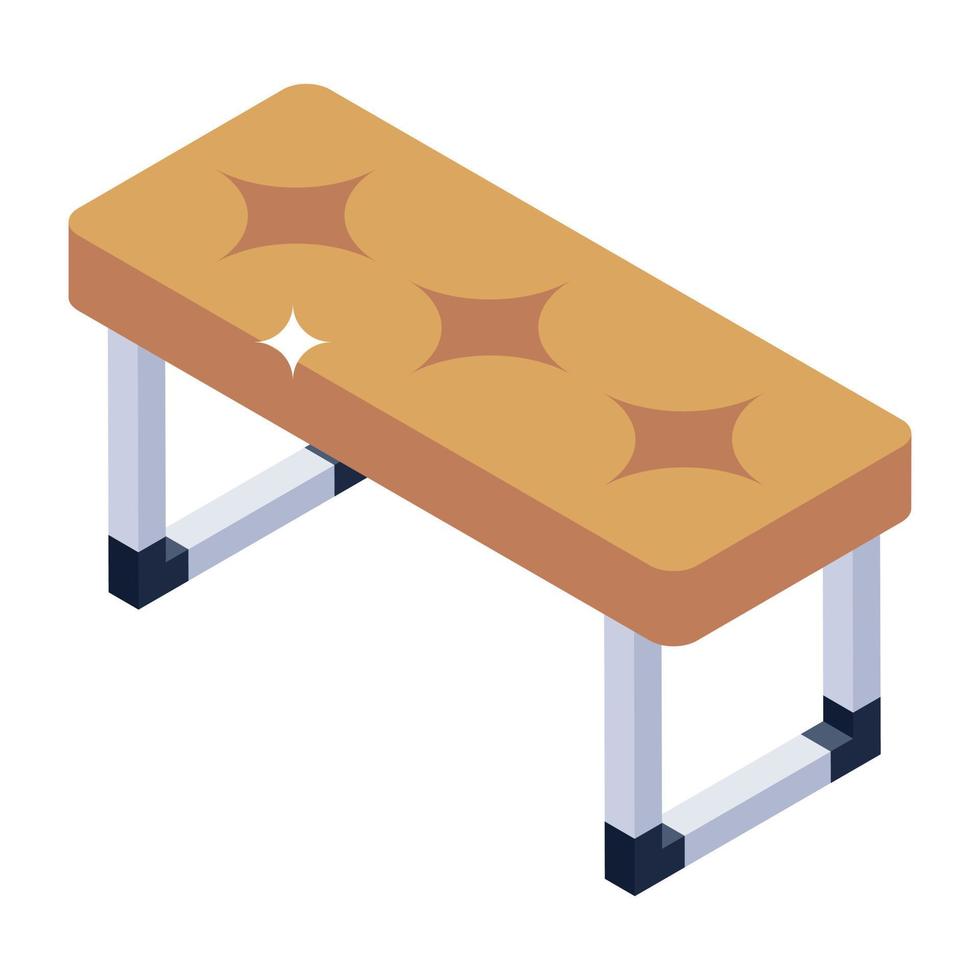 Gym bench icon of isometric style, fitness club equipment vector