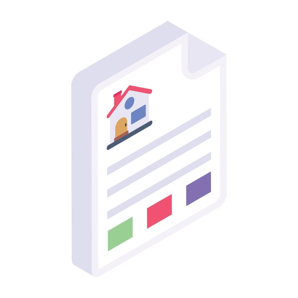 Trendy unique isometric icon of home document vector