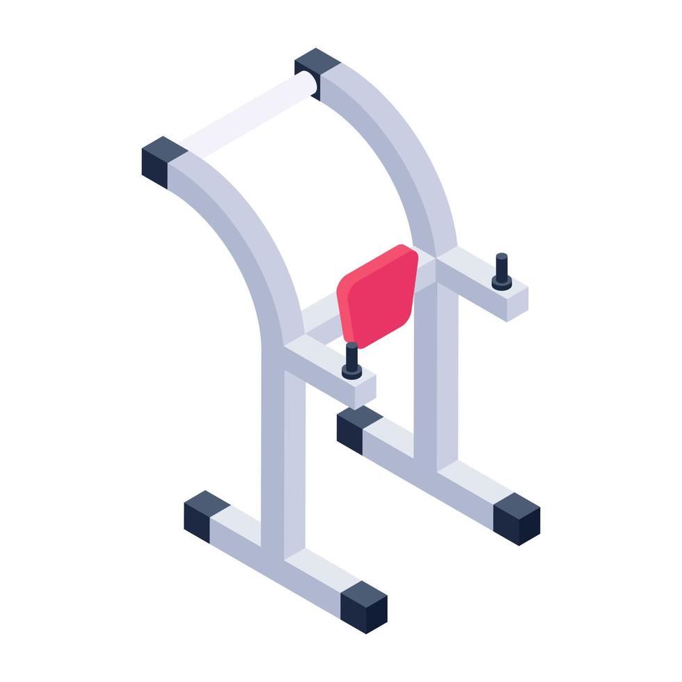 Barbell bench icon of isometric style, fitness club equipment vector