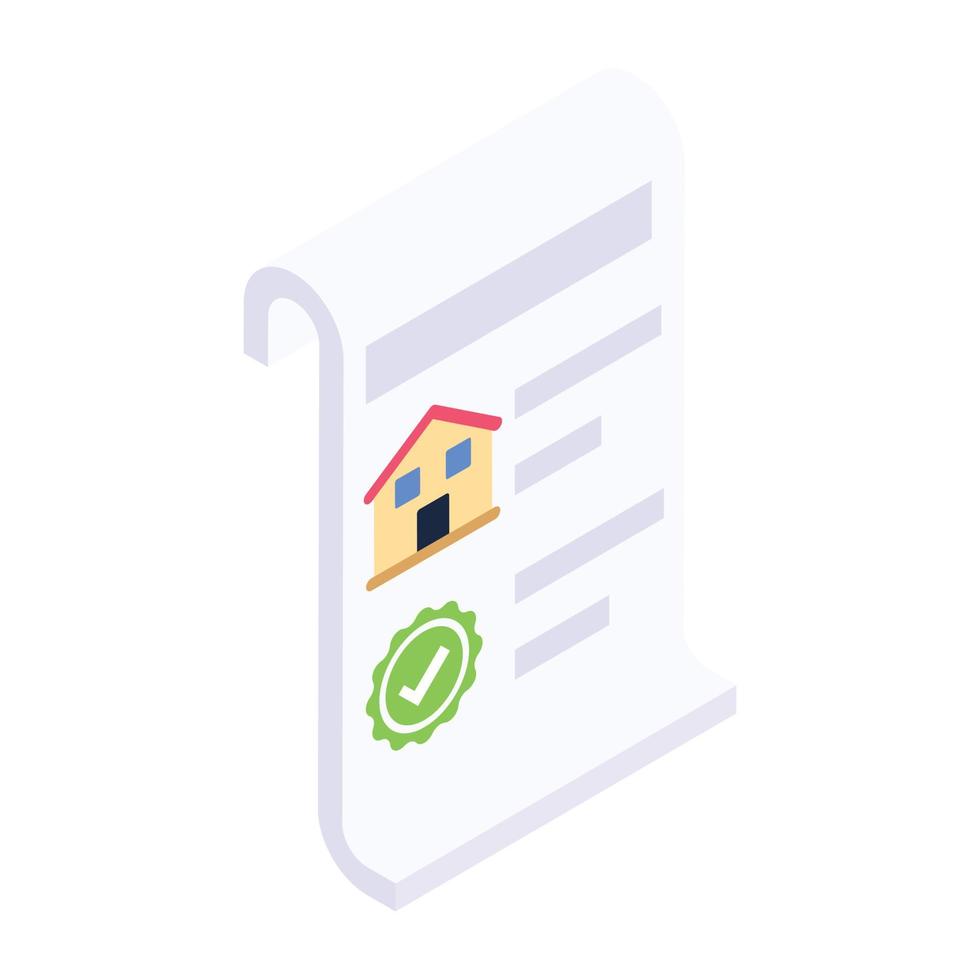 Trendy unique isometric icon of home document vector