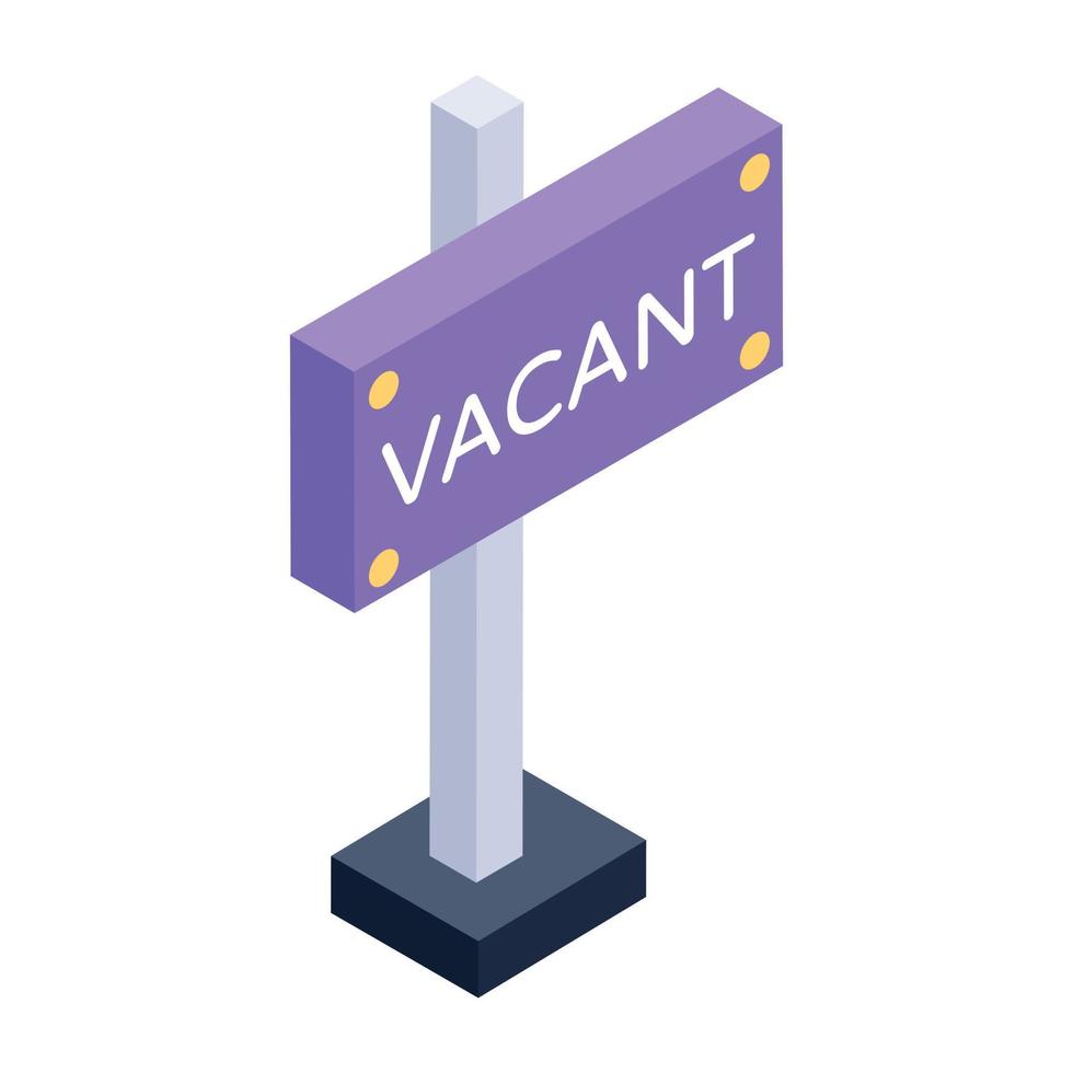 Home vacant board in isometric style icn, editable vector