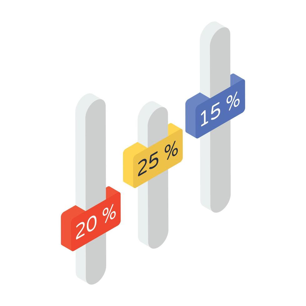 Column chart isometric icon vector