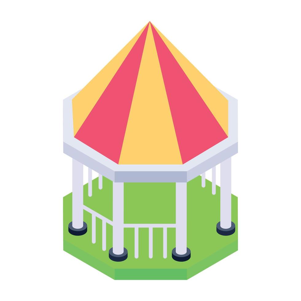 Gazebo in isometric trendy icon, editable vector