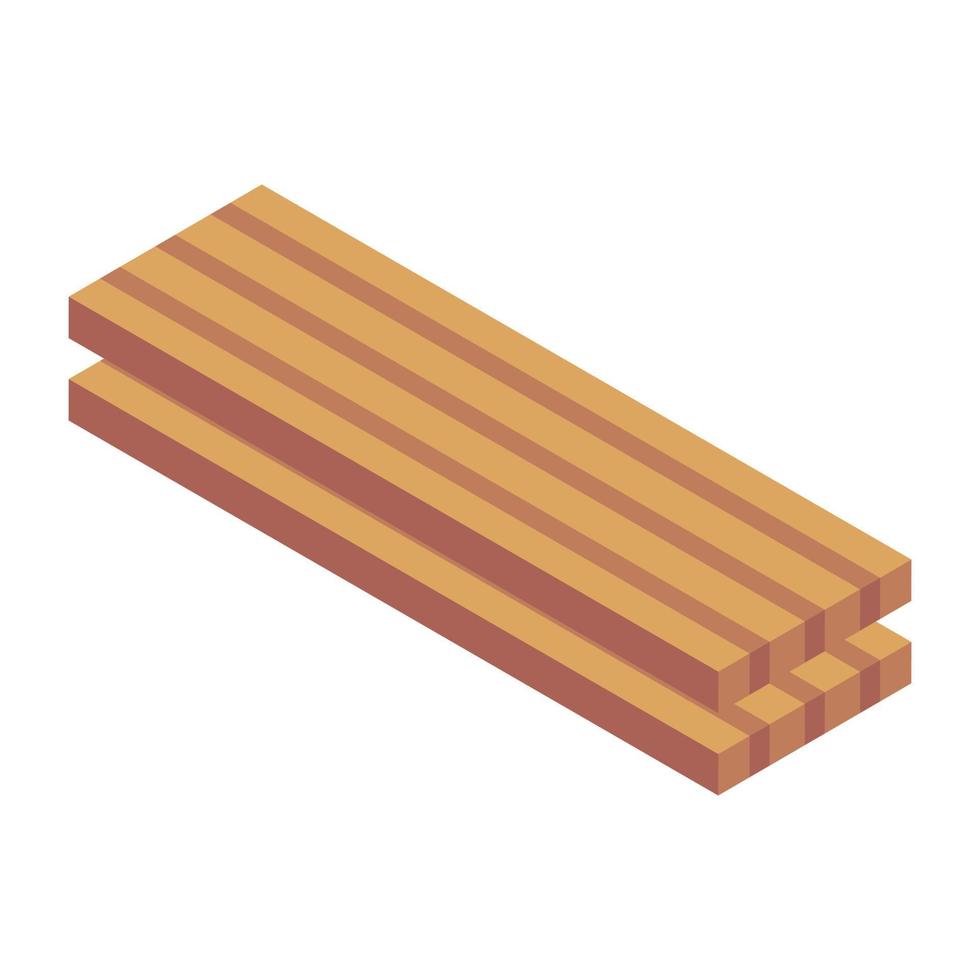 Timber plank in trendy isometric icon vector
