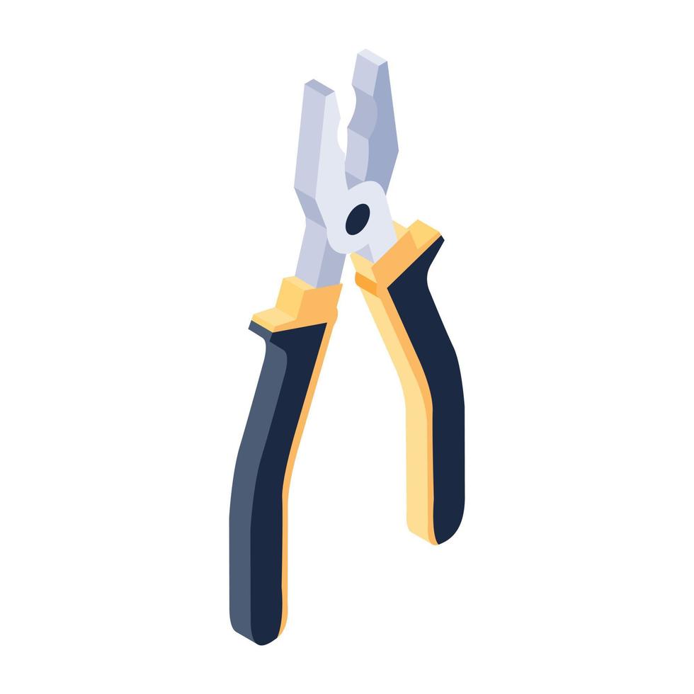 Plier is a hand tool to hold objects firmly, isometric icon vector