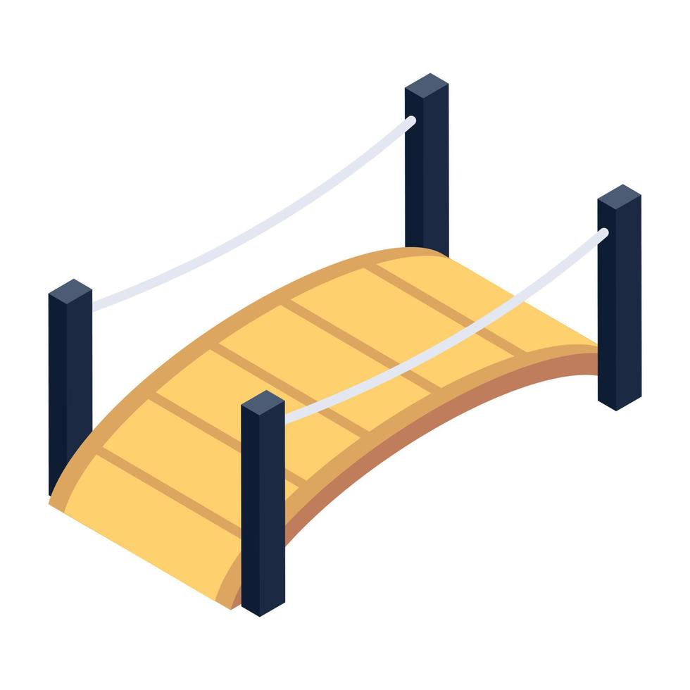 Pond bridge in isometric trendy editable icon vector