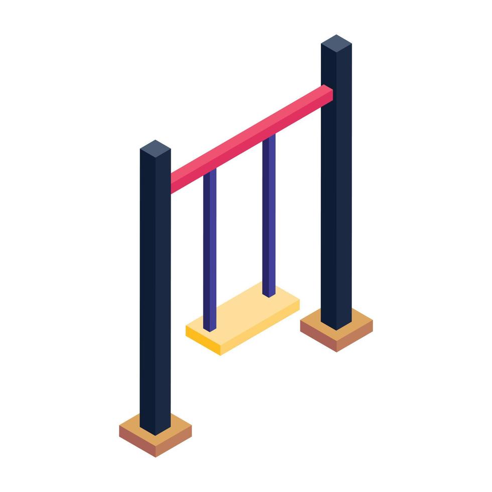 Garden swing in trendy isometric style icon vector