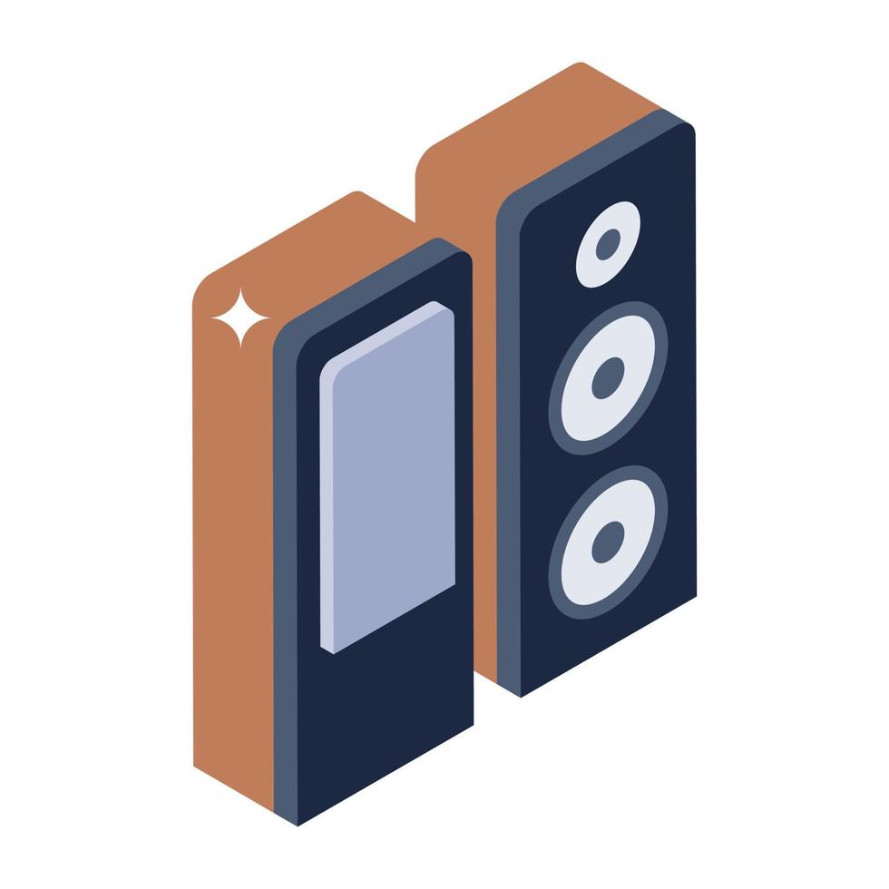 icono de altavoz estéreo en diseño isométrico vector