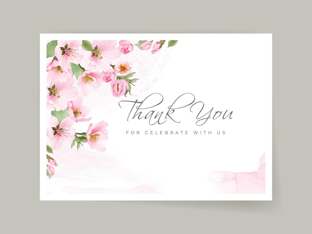 Beautiful soft pink sakura wedding invitation card template vector