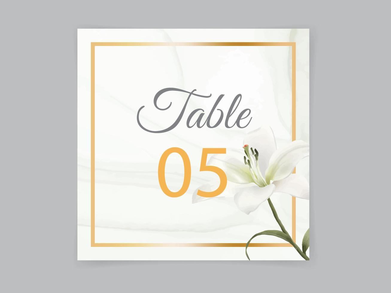 White Lily wedding invitation card set vector