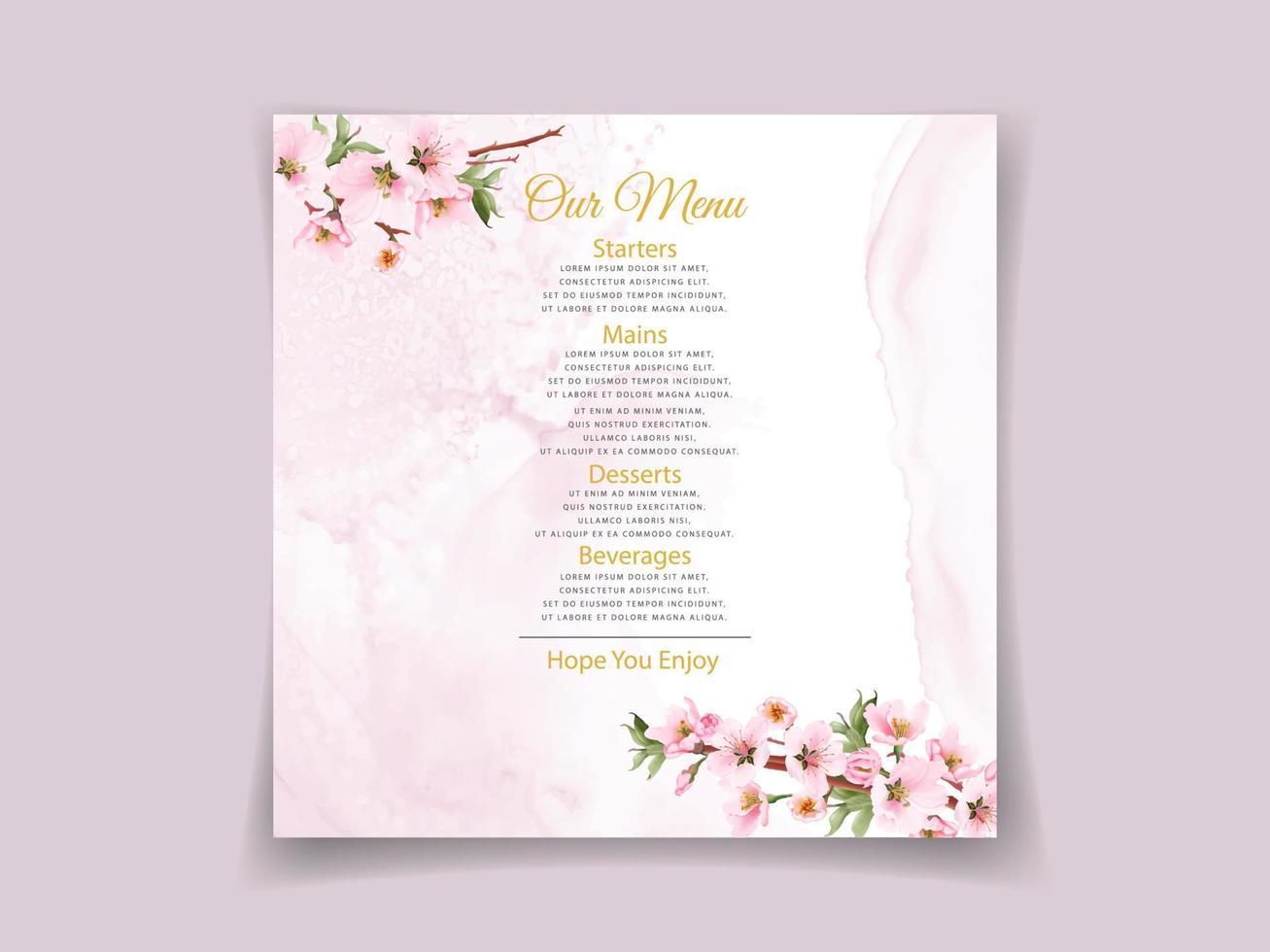 Pink cherry blossom wedding invitations vector